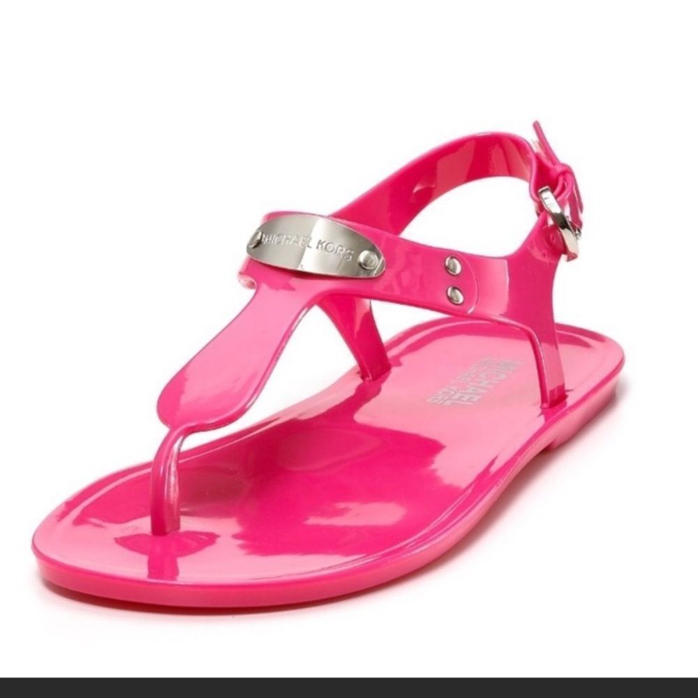 MICHAEL Michael Kors Hot Pink Slingback Jelly Buckle Thong/Sandals